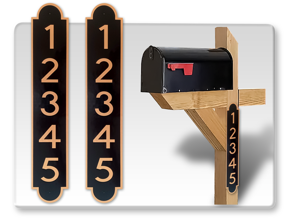 Curb-N-Sign 2 Fancy Super Reflective Mailbox Address Numbers Plaques, Custom Address Numbers for Outdoor House, Pre-drilled Holes for Easy Installation