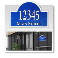 Curb-N-Sign Arch Address Plaque, Super Reflective House Number Sign, Pre-Drilled Holes for Easy Installation