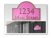 Curb-N-Sign Arch Address Plaque, Super Reflective House Number Sign, Pre-Drilled Holes for Easy Installation