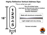 Reflective House Number Sign, 18''x5", Custom, Aluminum Composite, Weather Resistant