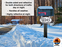 Curb-N-Sign Highly Reflective Hanging Mailbox Address Sign, Double Sided, Includes Two Screw-In Hooks for Easy Installation, 12 Months Warranty